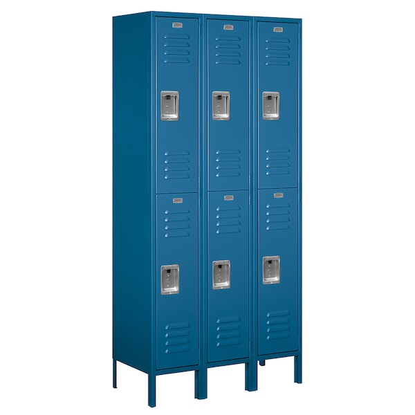 Wardrobe Locker, 36" W, 15" D, 78" H, (3) Wide, (6) Openings, Blue